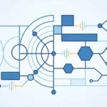 Ilustración abstracta que representa la organización de la comunicación en entidades deportivas